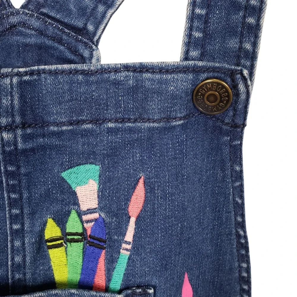 Gymboree Girls Denim Overalls Dress Artist‎ Paint Splatter Size 12